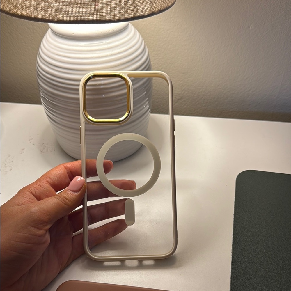 Elegant Cream Phone Case with Gold Accents